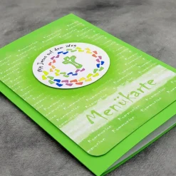 Menükarten|Reizvolle Karten und mehr Menükarte Kommunion – Handgemachte Karte ‚Mit Jesus auf dem Weg‘ inklusive Einlegeblatt
