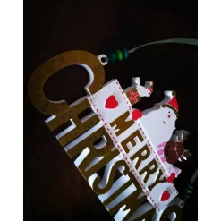 Weihnachtsdeko|Tinas Schmucktruhe Merry Christmas Schild Unikat – Handgefertigt aus Keramik, 26,50 x 14 cm, bunt