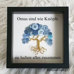 Sale Mini Knopfbaum Geschenk / Omas sind wie Knöpfe/ Personalisierter Bilderrahmen / Lebensbaum/ Geschenkidee Oma Geschenke
