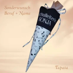 Geschenke|Tapata Design Mini musikalische Schultüte, Abschlusstüte - Musiknoten weiß