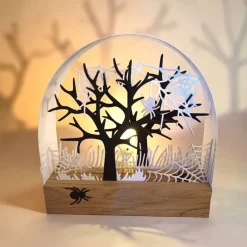 Deko Halloween|pollimarket Mini Schwibbogen Herbst Halloween – Handgemachte Herbstdeko mit Spinne aus Eiche und Aquarellpapier