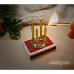 Hot Mini-Adventskranz in der Streichholzschachtel – handgemachtes Weihnachtsunikat Adventskränze