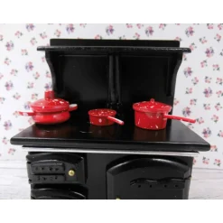 Bastelzubehör|SaBienchenshop Miniatur Kochtöpfe Topfset rot – Puppenhaus Dekoration & Basteln – Metall, 1,5–3cm
