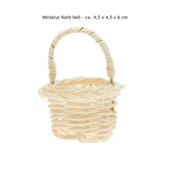 Wichtelzauber|AmOlenDiek Miniatur Korb hell mit Henkel 4,5x4,5x6,5 cm | Mini Henkelkorb | Wichtelzubehör