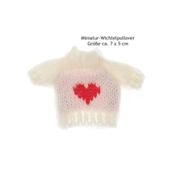 Online Miniatur Strickpullover Herz rot Wichtelzauber