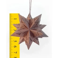 Online Mini-Bascetta-Stern, ca. 6,5 cm, Natur-Braun, mit Aufhängeband, Weihnachtsstern, Origami Faltstern Baumschmuck