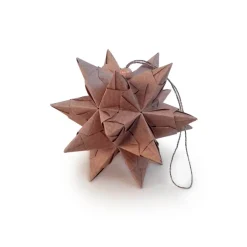 Online Mini-Bascetta-Stern, ca. 6,5 cm, Natur-Braun, mit Aufhängeband, Weihnachtsstern, Origami Faltstern Baumschmuck