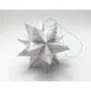 Clearance Mini-Bascetta-Stern, ca. 6 cm, Weiß/Silber mit Glitzer und Aufhängeband, Weihnachtsstern, Origami Faltstern Baumschmuck