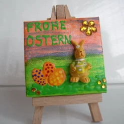 Discount Minibild Collage FROHE OSTERN Geschenk zu Ostern Osterdeko Deko Hase  auf einem Minikeilrahmen Osterhase Osterdeko