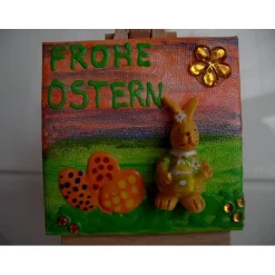 Discount Minibild Collage FROHE OSTERN Geschenk zu Ostern Osterdeko Deko Hase  auf einem Minikeilrahmen Osterhase Osterdeko