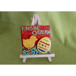Clearance Minibild Collage  FROHE OSTERN  Küken und Osterei auf einem Minikeilrahmen Geschenk zu Ostern Osterdeko Osterdeko
