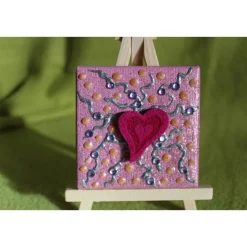 Kunst|Susanne Hiebl...die etwas andere Art! Minibild FILZHERZERL  Acrylmalerei Keilrahmen Staffelei Geschenk zu Muttertag Valentinstag für Verliebte