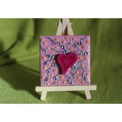 Kunst|Susanne Hiebl...die etwas andere Art! Minibild FILZHERZERL  Acrylmalerei Keilrahmen Staffelei Geschenk zu Muttertag Valentinstag für Verliebte