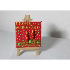 Sale Minibild FROHE WEIHNACHT, kleine Collage Weihnachtsdeko mit Kerzenmotiv aus Polyresin, nette Tischdeko oder Gastgeschenk Weihnachtsgeschenke