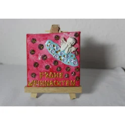 Best Minibild FROHE WEIHNACHTEN , kleine Collage Weihnachtsdeko mit Engel aus Polyresin, nette Tischdeko oder Gastgeschenk Weihnachtsdeko