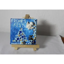 Weihnachtsdeko|Susanne Hiebl...die etwas andere Art! Minibild FROHES FEST , kleine Collage Weihnachtsdeko mit Engel aus Polyresin, nette Tischdeko oder Gastgeschenk