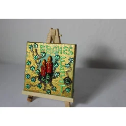 Discount Minibild FROHES FEST, kleine Collage Weihnachtsdeko mit Kerzenmotiv aus Polyresin, nette Tischdeko oder Gastgeschenk Weihnachtsgeschenke