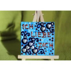 Kunst|Susanne Hiebl...die etwas andere Art! Minibild HERZERLREGEN   Acrylmalerei Keilrahmen Staffelei Geschenk zu Muttertag Valentinstag für Verliebte