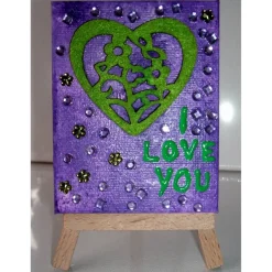 Valentinstagsgeschenke|Susanne Hiebl...die etwas andere Art! Minibild I LOVE YOU Acrylmalerei Keilrahmen Staffelei Geschenk zu Muttertag Valentinstag für Verliebte