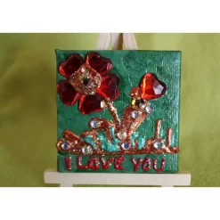 Kunst|Susanne Hiebl...die etwas andere Art! Minibild I LOVE YOU Acrylmalerei Keilrahmen Staffelei Geschenk zu Muttertag Valentinstag für Verliebte