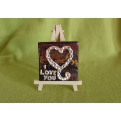 Kunst|Susanne Hiebl...die etwas andere Art! Minibild I LOVE YOU Acrylmalerei Keilrahmen Staffelei Geschenk zu Muttertag Valentinstag für Verliebte