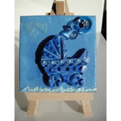 Sale Minibild KINDERWAGEN BLAU Taufgeschenk für Jungen und Mädchen Geschenk zur Geburt Babyparty Minibild Acrylbild Geschenke
