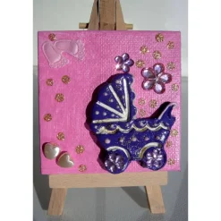 Geschenke|Susanne Hiebl...die etwas andere Art! Minibild KINDERWAGEN LILA Taufgeschenk für Mädchen Geschenk zur Geburt Babyparty Minibild Acrylbild
