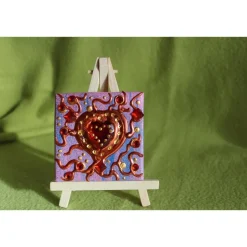 Kunst|Susanne Hiebl...die etwas andere Art! Minibild KUPFERHERZERL Malerei auf Keilrahmen mit Staffelei kleines Geschenk zu Muttertag Valentinstag für Verliebte