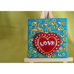 Discount Minibild LOVE Acrylmalerei Keilrahmen Staffelei Geschenk zu Muttertag Valentinstag für Verliebte Kunst