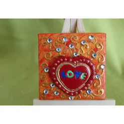 Discount Minibild LOVE Acrylmalerei Keilrahmen Staffelei Geschenk zu Muttertag Valentinstag für Verliebte Kunst