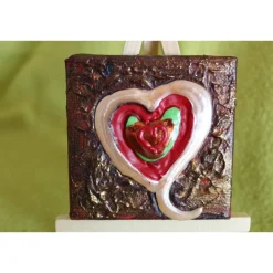 Discount Minibild PASTELLHERZ Acrylmalerei Keilrahmen Staffelei Geschenk zu Muttertag Valentinstag für Verliebte Kunst