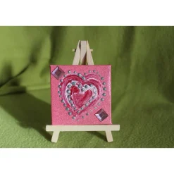 Best Minibild ROSA HERZ   Acrylmalerei Keilrahmen Staffelei Geschenk zu Muttertag Valentinstag für Verliebte Kunst