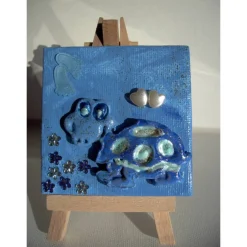 Geschenke|Susanne Hiebl...die etwas andere Art! Minibild TURTLE BLAU Taufgeschenk für Jungen und Mädchen Geschenk zur Geburt Babyparty Minibild Acrylbild Schildkröte