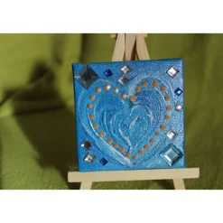 Kunst|Susanne Hiebl...die etwas andere Art! Minibild ZARTBLAUES HERZ  Acrylmalerei auf Keilrahmen mit Staffelei Geschenk zu Muttertag Valentinstag für Verliebte