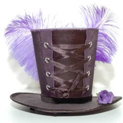 Best Mini-Hütchen - Gothic Fascinator Hochzeit Korsettschnürung Federn Haarschmuck & Kopfputz