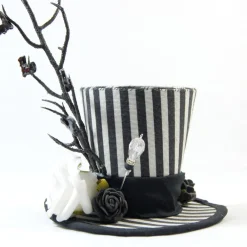 New Mini-Hütchen - Gothic Fascinator Ast mit Fledermäusen Rosen gestreift Accessoires