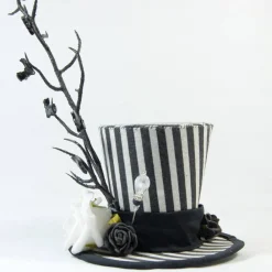 New Mini-Hütchen - Gothic Fascinator Ast mit Fledermäusen Rosen gestreift Accessoires