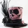 Schmuck|SilverFairyMeadows Mini-Hütchen - Gothic Fascinator Totenkopf-Stoff Rosen Federn