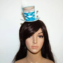 Accessoires|SilverFairyMeadows Mini-Hütchen - Oktoberfest Fascinator Hochzeit Dirndl türkis-weiß kariert