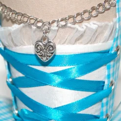 Accessoires|SilverFairyMeadows Mini-Hütchen - Oktoberfest Fascinator Hochzeit Dirndl türkis-weiß kariert
