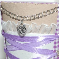 Hot Mini-Hütchen - Oktoberfest Fascinator Hochzeit Dirndl flieder-weiß kariert Accessoires