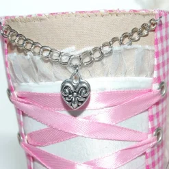 Trachtenschmuck|SilverFairyMeadows Mini-Hütchen - Oktoberfest Fascinator Hochzeit Dirndl rosa-weiß kariert