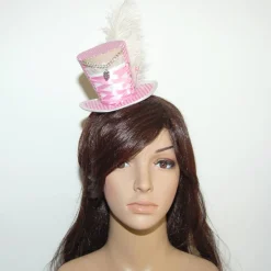 Trachtenschmuck|SilverFairyMeadows Mini-Hütchen - Oktoberfest Fascinator Hochzeit Dirndl rosa-weiß kariert