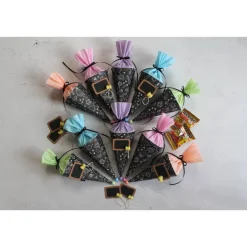 Clearance Mini-Schultüte „Tafeloptik schwarz", 1er und 10er Set, Geschenkverpackung Kinder Schultüten