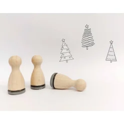 Online Ministempelset Weihnachtsbaum | 3 Stempel mit 12mm Durchmesser | Holzstempel Weihnachten / Advent Weihnachtsstempel