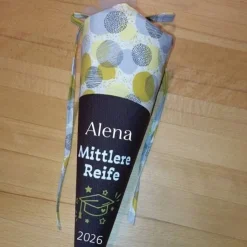 Geschenke|Tapata Design Mittlere Reife Realschulabschluss Schultüte - Mittlere Reife 2026 Kreise ocker grau