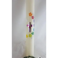 Clearance moderne Kommunionkerze, für Mädchen mit bunten Blüten Kommunionkerzen
