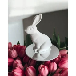 Best Moderner Hase Low Poly, Minimalistische Osterdeko Skulptur, 3D Druck Weiß, Geometrische Hasenfigur 15-25cm, Geschenkidee Osterhasen