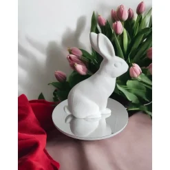 Best Moderner Hase Low Poly, Minimalistische Osterdeko Skulptur, 3D Druck Weiß, Geometrische Hasenfigur 15-25cm, Geschenkidee Osterhasen