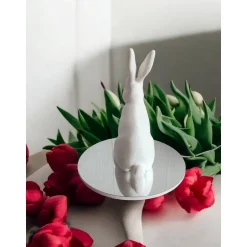 Best Moderner Hase Low Poly, Minimalistische Osterdeko Skulptur, 3D Druck Weiß, Geometrische Hasenfigur 15-25cm, Geschenkidee Osterhasen